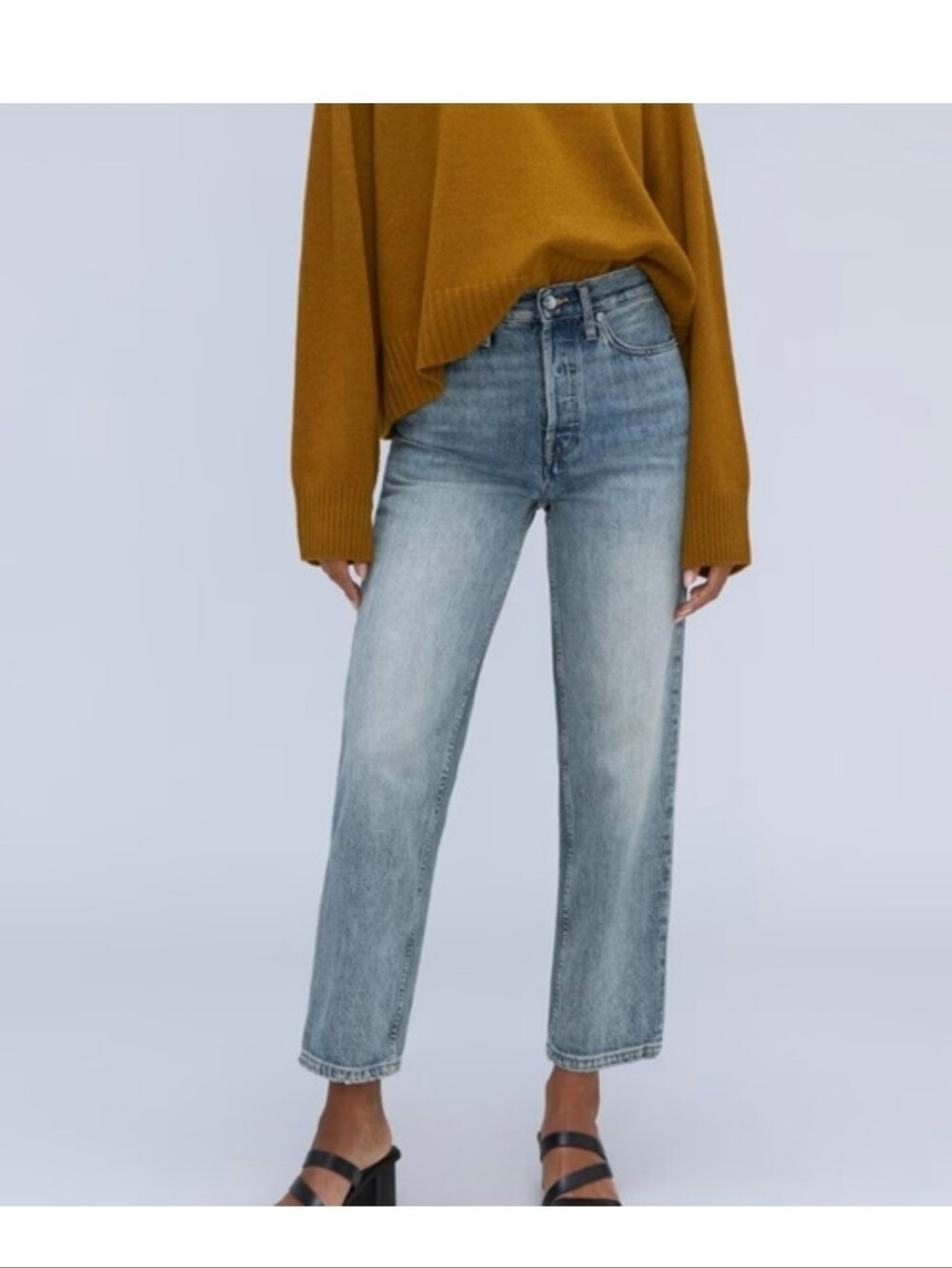 Everlane High-Rise Straight Jeans in Light Blue Wash